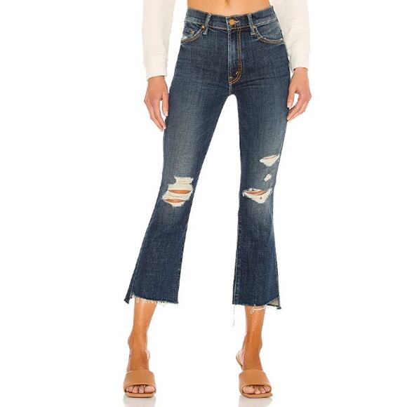 MOTHER The Insider Crop Step Fray Size 28 Wicked Wildflower Dark Wash Bootcut - Picture 1 of 13